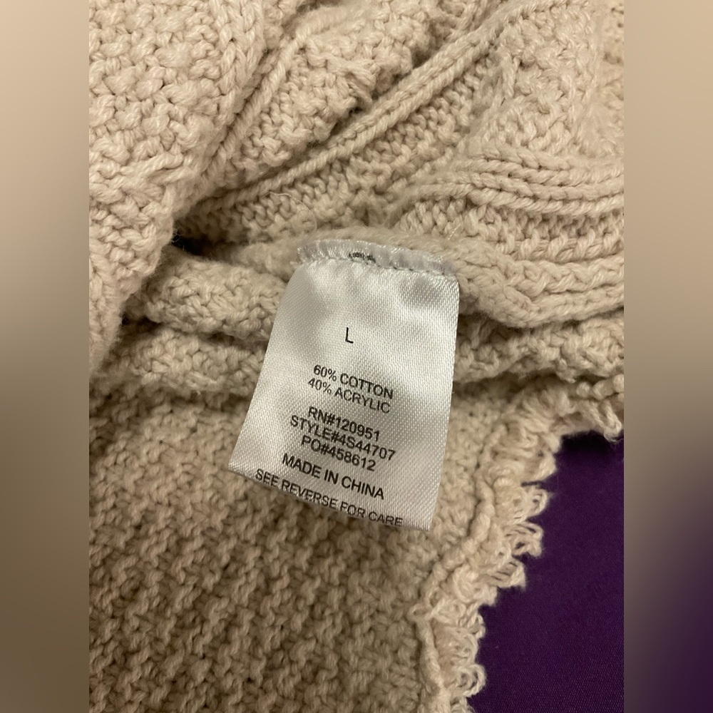 Pink Rose Cream Cable Knit Cardigan - Picture 6 of 6